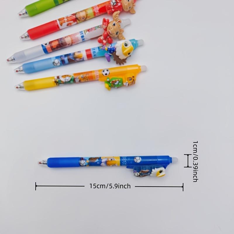 6pcs FIFA 2026 World Cup Mascot Click Pen, 0.5mm Erasable Ballpoint Pens, Cute Cartoon Study Office Stationery Set