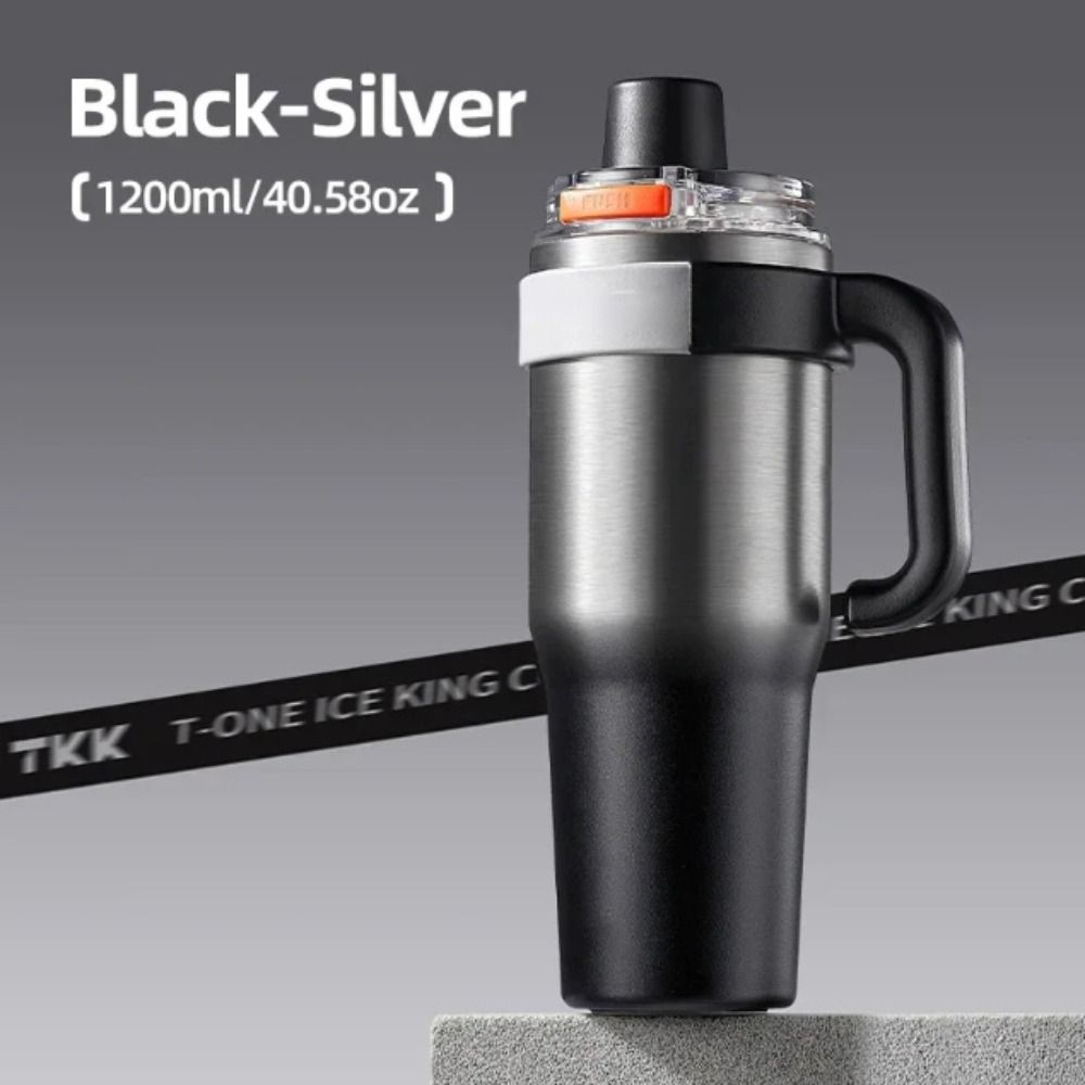 Straw Insulated Coffee Mug Ceramic Liner Travel Mug Handle Thermos Cup  Travel