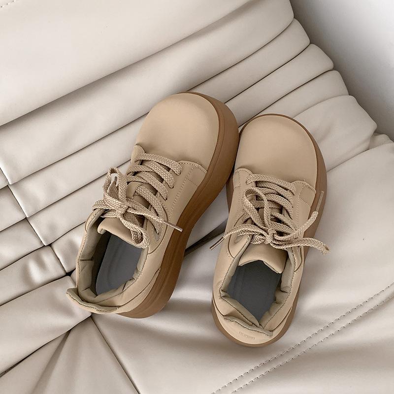 

Fashion casual round head versatile thick-soled white shoes women s 2025 new spring and autumn lightweight height-increasing sports board shoes 40 хаки