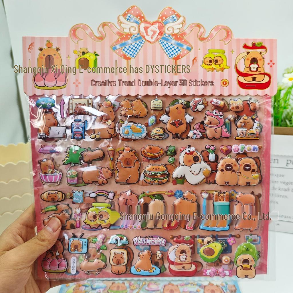 Labubu 3D Cartoon Double-Layer Bubble Stickers: Fun Foam Stickers for Kids' Rewards