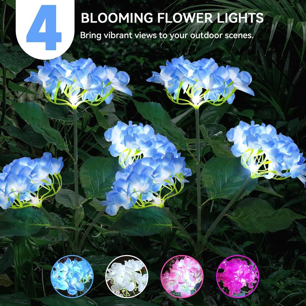 Solar Lights Outdoor Garden Light Waterproof Solar Garden Lights with Hydrangea Flower Lights LED Solar Powered Landscape Lights