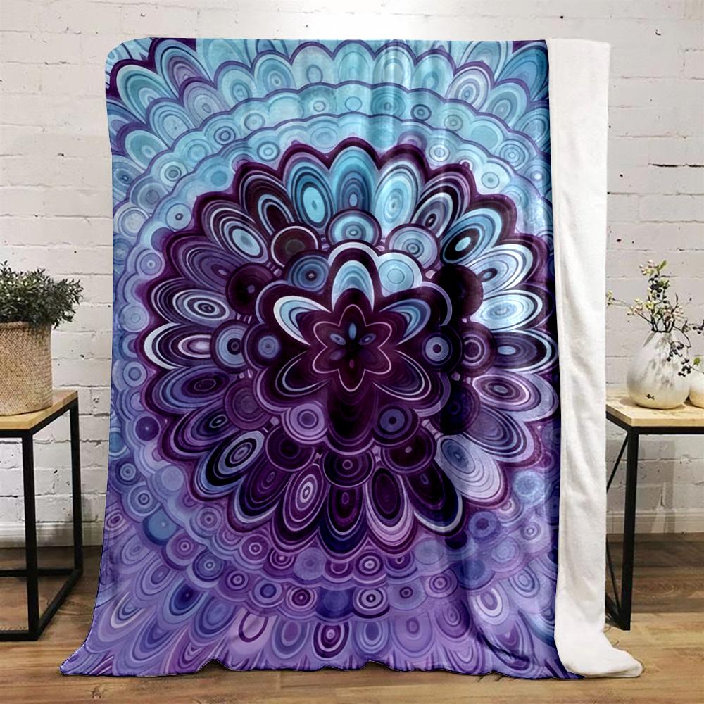 Abstract Purple and Blue Mandala Design Blanket Flannel blanket for bedroom, living room, sofa, and nap sofas