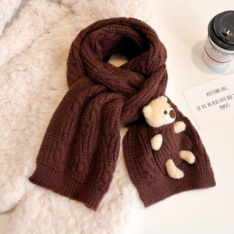 New bear purple scarf women's winter fashion thickened warm knitted scarf student shawl
