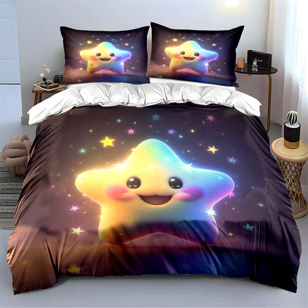 Cute Starry Night Bedding Set Bedding Duvet Cover Set Duvet Cover Pillowcases (1 * Duvet Cover 2 * Pillowcases, Without Duvet Insert)
