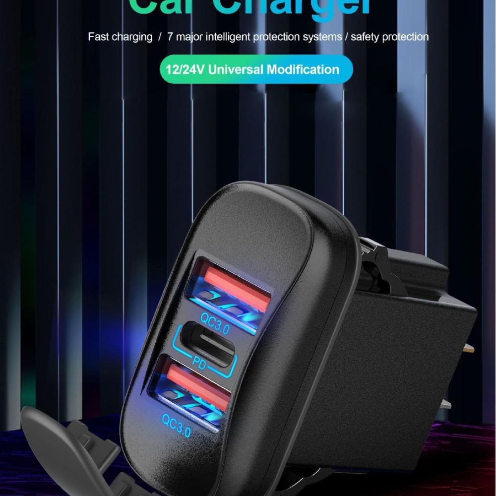 Dual QC+PD Car & Boat Charger for Phones, 12-24V