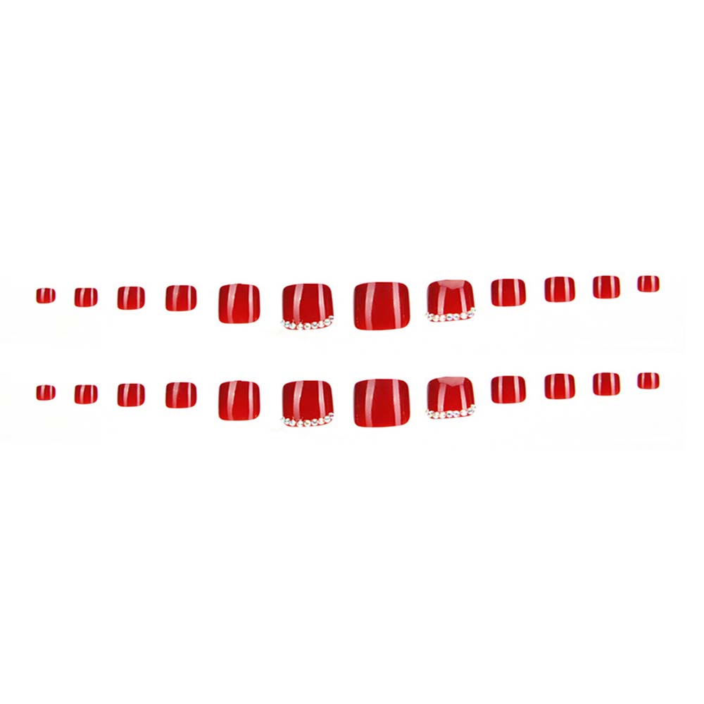 

Manicure Full Cover False Nails Short Nails Patch DIY Nail Art Tip 3D Rhinestones Fake Toe Nails G