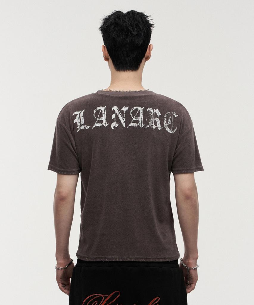 LANARCHIVE [0138] Antique Cross Wing Short Sleeve T-Shirt - Black