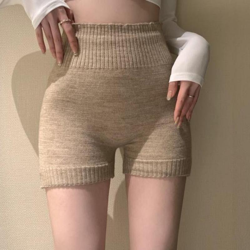 2025 Varm midje Kort leggings Ullstrikkede shorts Dame Vår Høst Tykk Høy midje Sømløs Genser Kort Leggings Beskytter Personvern