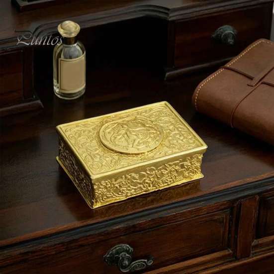Timeless Vintage Style Decor Automatic Pop Up Bird Music Box with Mechanical Singing Bird, Gold Alloy Artistic Embossed Metal Craft Jewelry Featuring