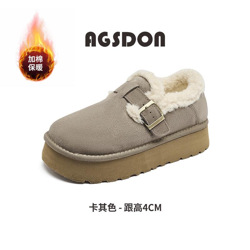 Fleece Birkenstocks New autumn and winter outdoor casual snow cotton shoes thick-soled fluffy shoes 34