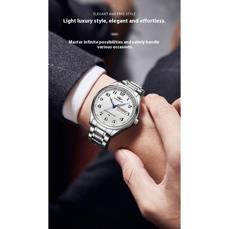 Top Brand Men's Watch Fashion Double Calendar Waterproof Business Quartz Wrist Watch