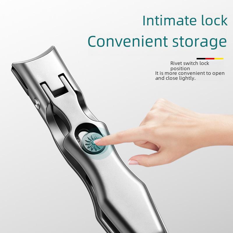 Anti-Splash Stainless Steel Nail Clippers, Large Opening for Thick Nails, Portable Gray Single Set.