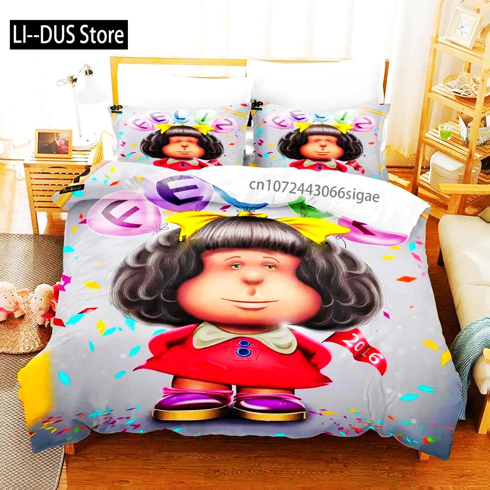 Mafalda Boys Bedroom Bedding Single Twin Full Queen King Size Aldult Duvetcover 3D Anime Bed Sheet Set 2024 Quilt Cover Pillowca