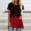 Túnicas Casuales Informales para Mujer con Estampado, Cuello Redondo, Dobladillo Irregular y Manga Corta