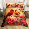 Roter Kardinal Bettbezug-Set Für Kinder Teenager Queen King Leichte Tagesdecke Tier Muster Bettwäsche-Set Schlafzimmer Dekor Ohne Bettdecke