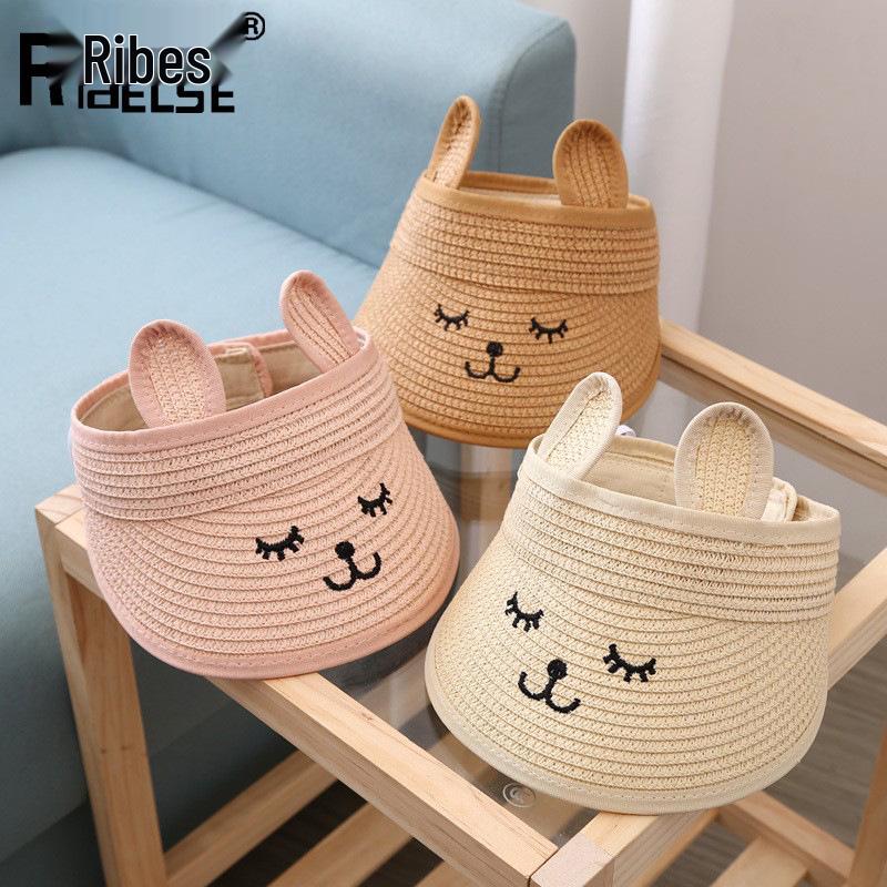 Children's Spring and Summer Sun Hat with Adorable Rabbit Ears - Cute, Cartoon Design for Boys and Girls, Offering UV Protection.