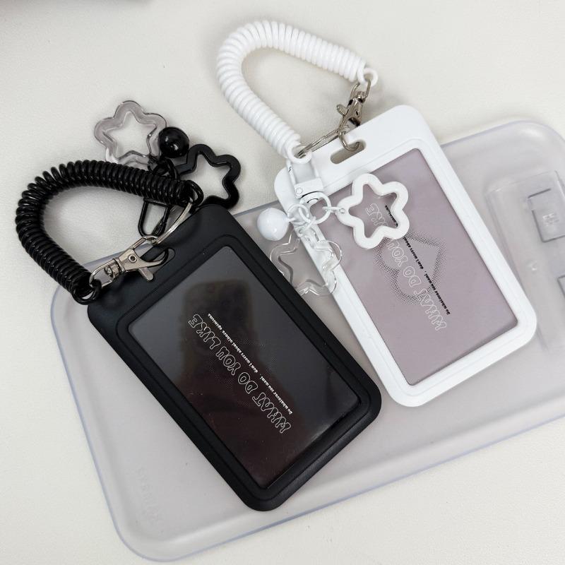 Retractable Plastic Card Holder with Star Pendant Keychain for Buses ID Credit Cards, Durable Morandi Colorful Daily Wear Gift