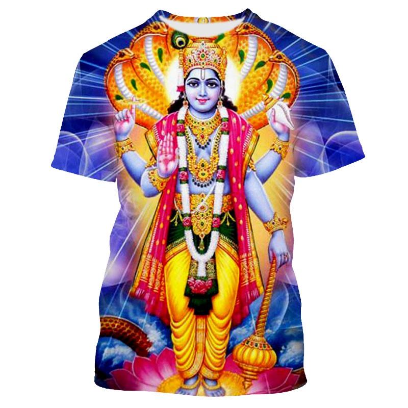 Moda Estiva Nuovi T-shirt Grafiche India Shiva Per Uomo Tendenza Casual Personalità Stampati Oversize Girocollo Manica Corta Magliette Top