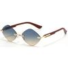 Fashion rhombus frameless trimmed sunglasses men's and women's wood grain European and American sunscreen sunglasses