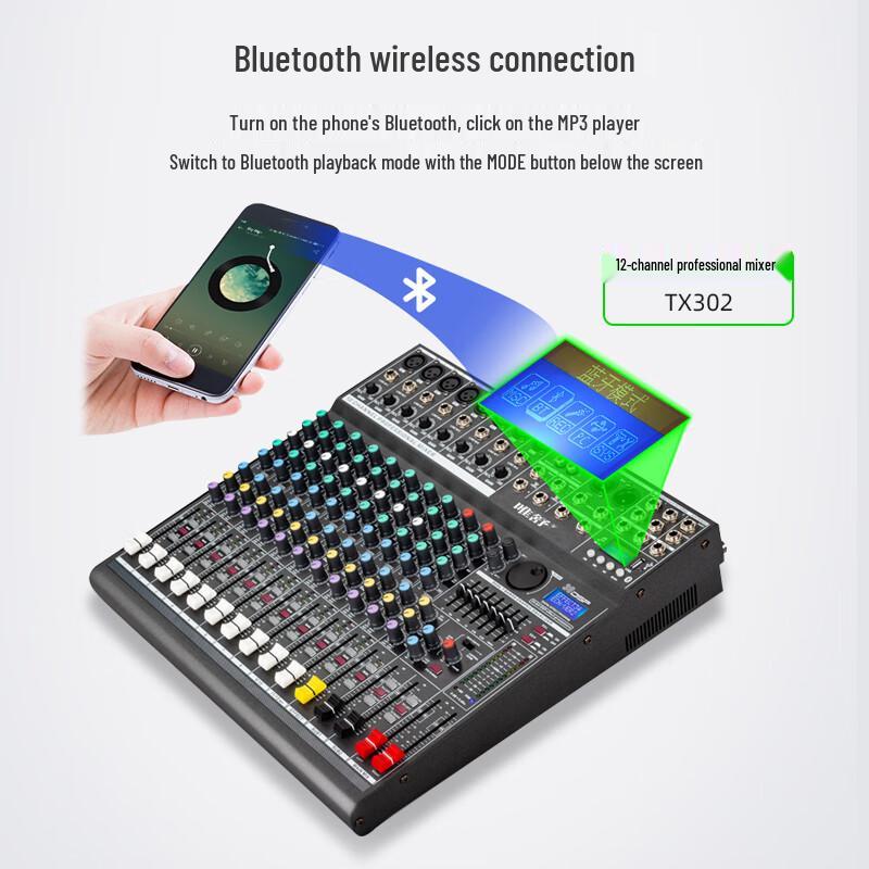 Weishu TX302 Professional Audio Mixer with Dual Screen (CN version)