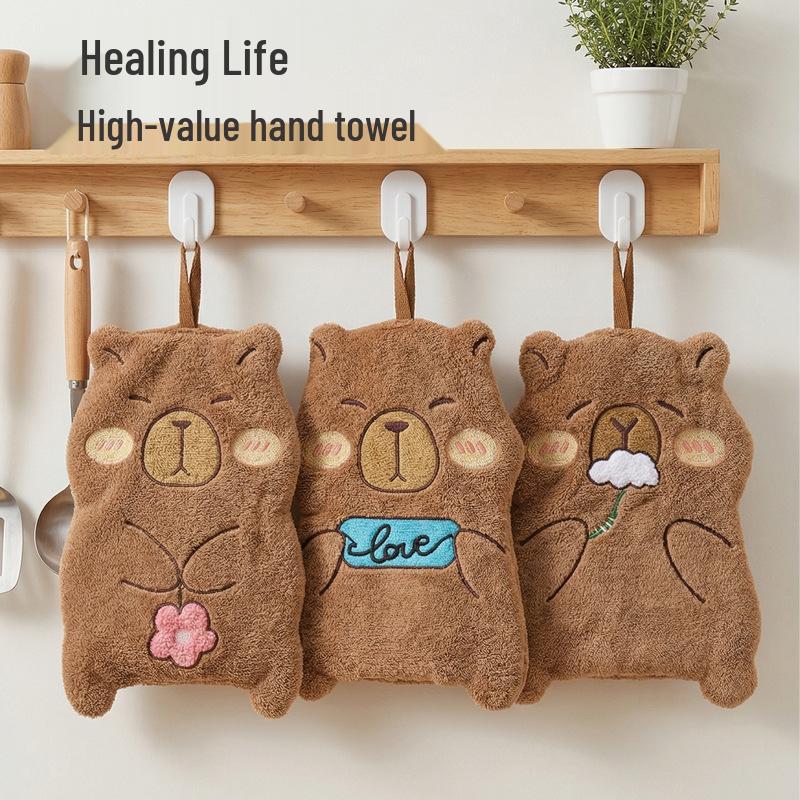 Cute Cartoon Hand Towel for Kids - Absorbent & Thick Hanging Towel for Kitchen or Bathroom
