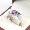 Amethyst Oval Cut Gemstone With 925 Sterling Silver Ring For Men's #A700 JL375658915060