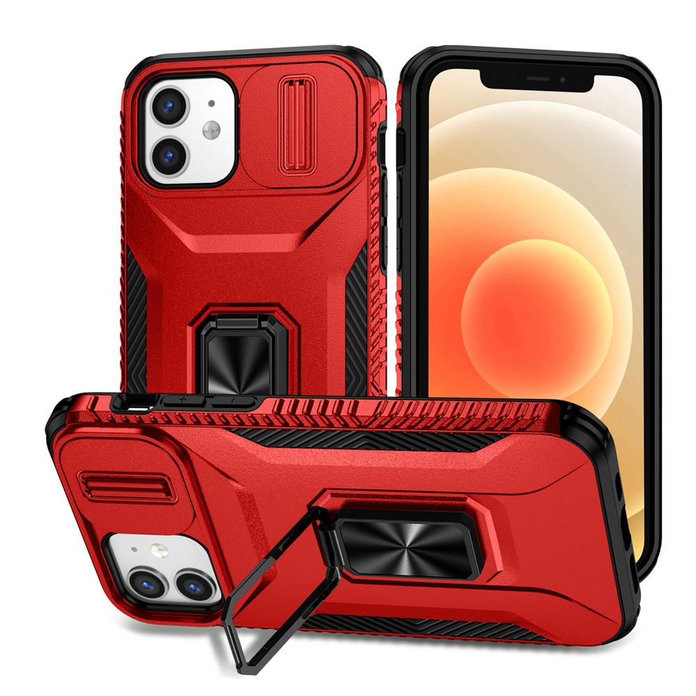 KEYSION Nárazuvzdorné pouzdro pro iPhone 11 Pro Max, vysouvací kryt s ochranným kroužkem pro objektiv fotoaparátu, stojánek, zadní kryt pro iPhone XS Max X XR