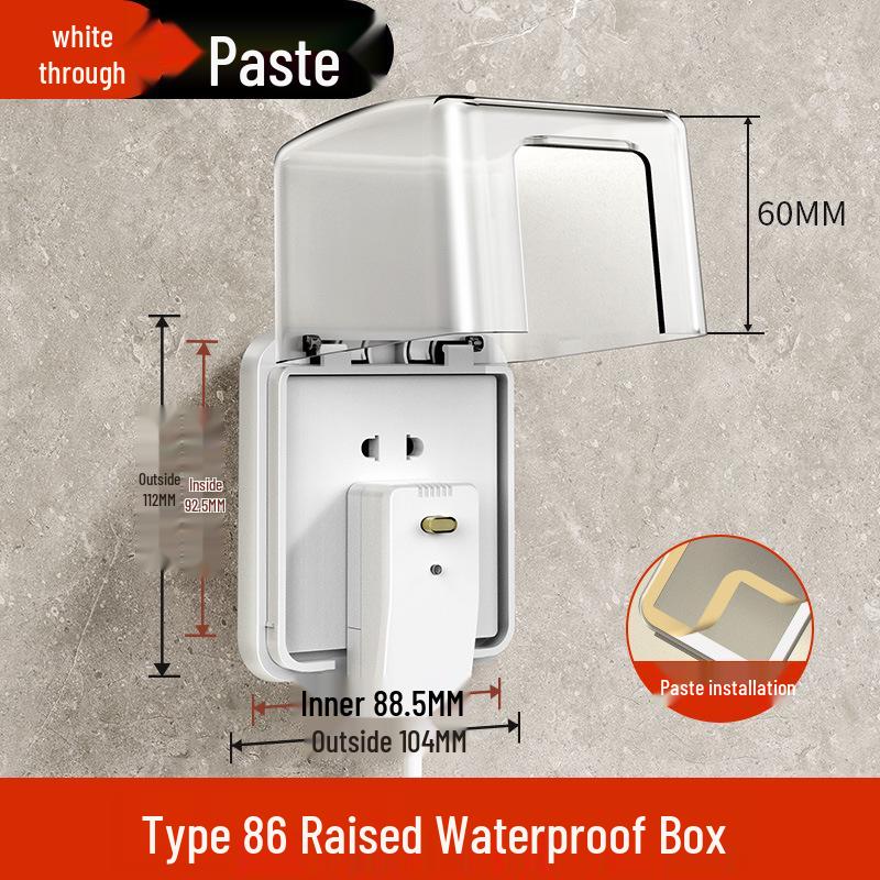Type 86 Waterproof Bathroom Switch Socket Cover - Transparent Adhesive Splash Box for Power Protection