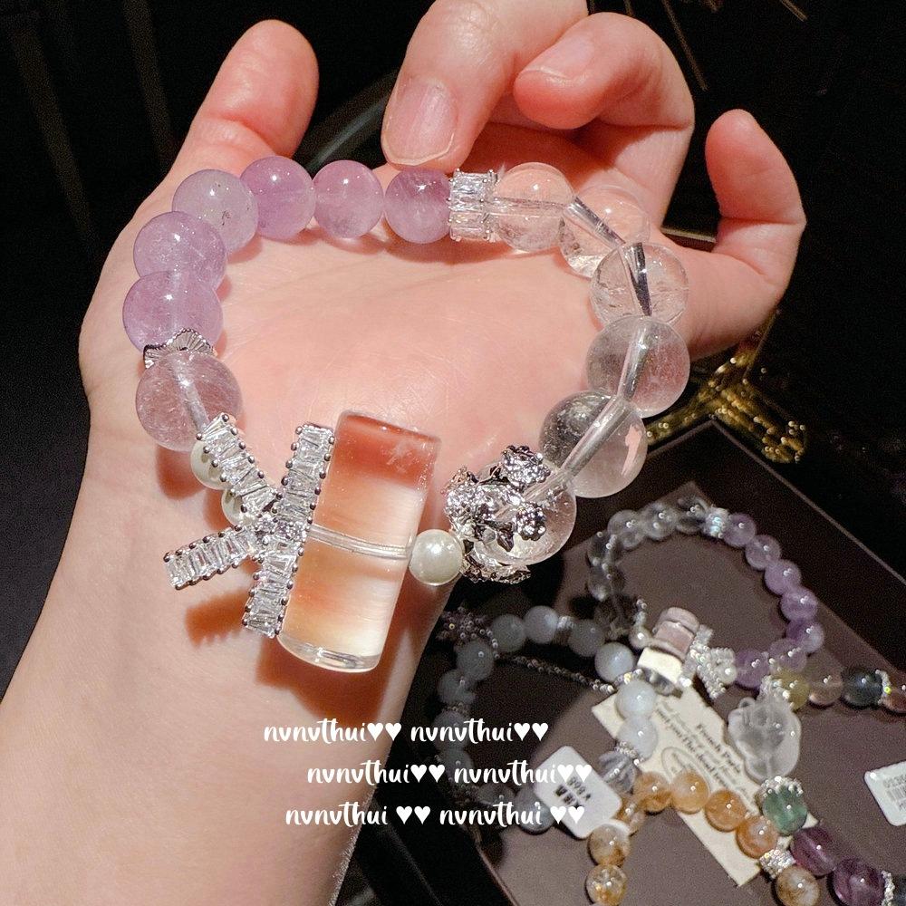 Цветочный Шелковый Разноцветный Уругвайский Аметист Снежинка Призрак Браслет, Люгун Фендай, Хрустальный Столб Цветок Бабочка Браслет Бога.