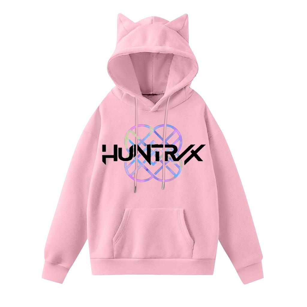 Ladies Fashion Casual Long Sleeve Printed Round Neck Hoodie Pullover Top With  Pockets