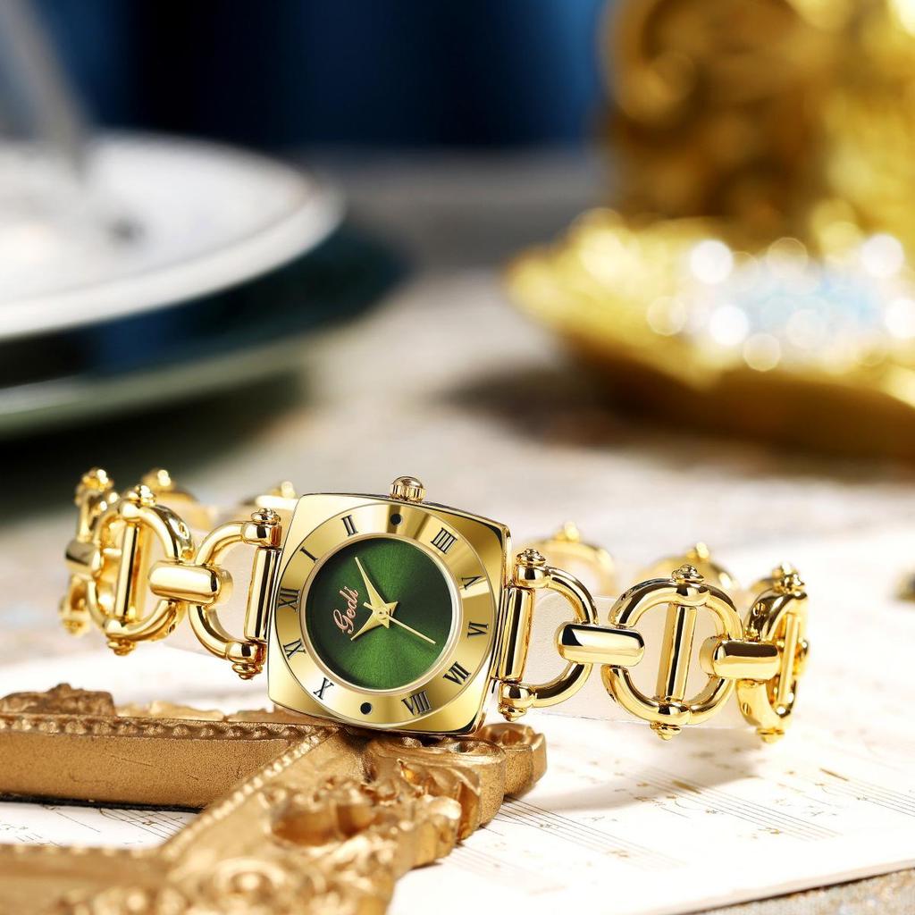GEDI Alloy Vintage Quartz Watch - Elegant Ladies' Design with Exquisite Copper Bracelet