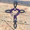 DYS Metal Horseshoe Heart Wall Cross Decor, Hanging Art, Decorative Cross, Rustic Spiritual Art Sculpture for Farmhouse Garden Yard Patio Fence
