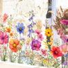 Floral Window Cling Colorful Floral Bouquet Static Double Sided Window Sticker Reusable Plant Window Decals Removable For Home