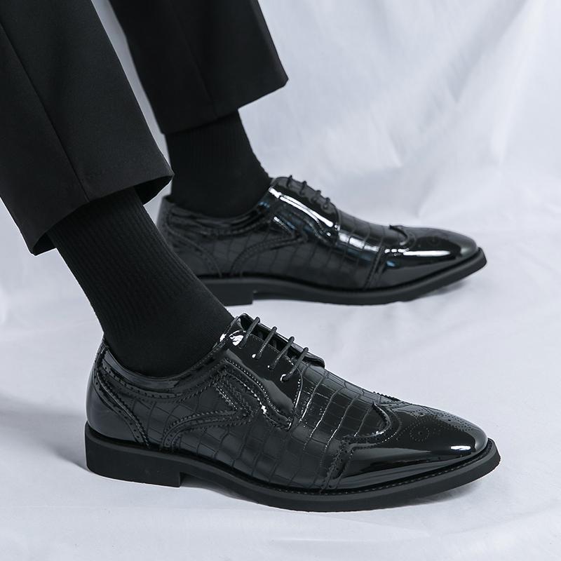 Fashion Derby Shoe Designers Men's Shoes Casual Leather Footwear British Style Business Formal Shoes Lace-up Flat Oxford Evening Dresses