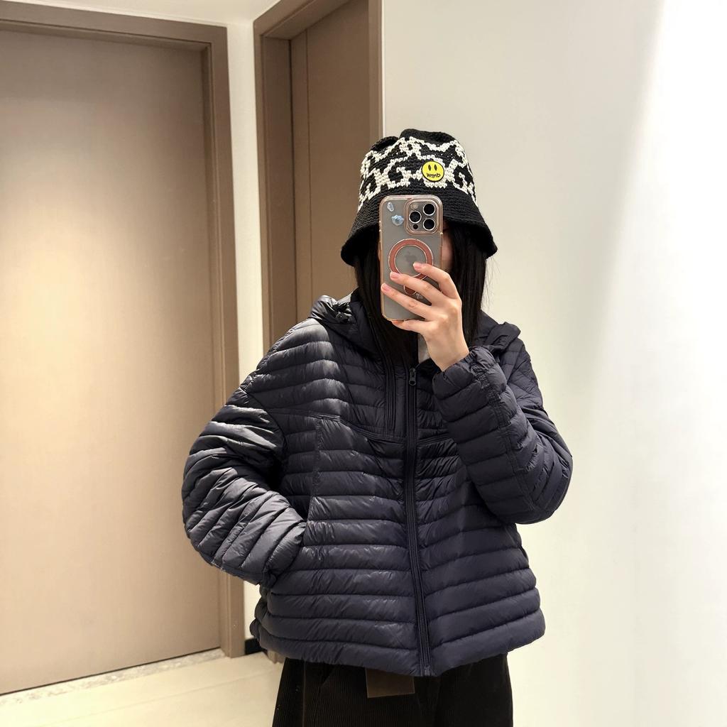 Autumn and winter new ultra-light casual fashion hooded sweater-style ribs down jacket women's short warm jacket