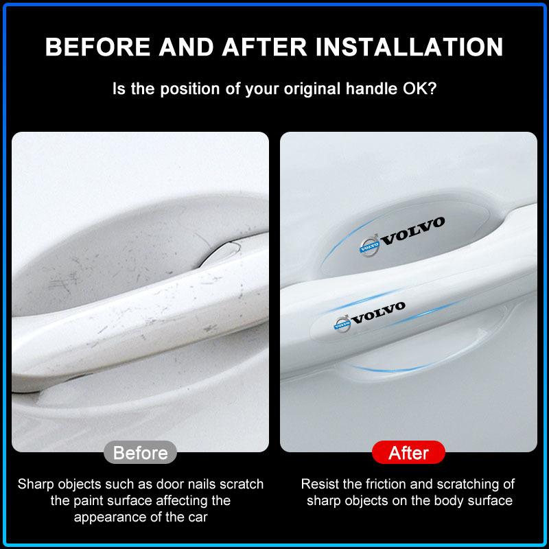 For Volvo Rdesign XC90 S60 XC60 V70 S80 S40 V50 V40 V60 C30 S70 8Pcs Transparent Car Door Handle Bowl Anti Scratch Protective Sticker