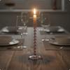 Glass Candle Holder with Spiral Stem | Compact Tabletop Design, Decorative, Petal Holder, for