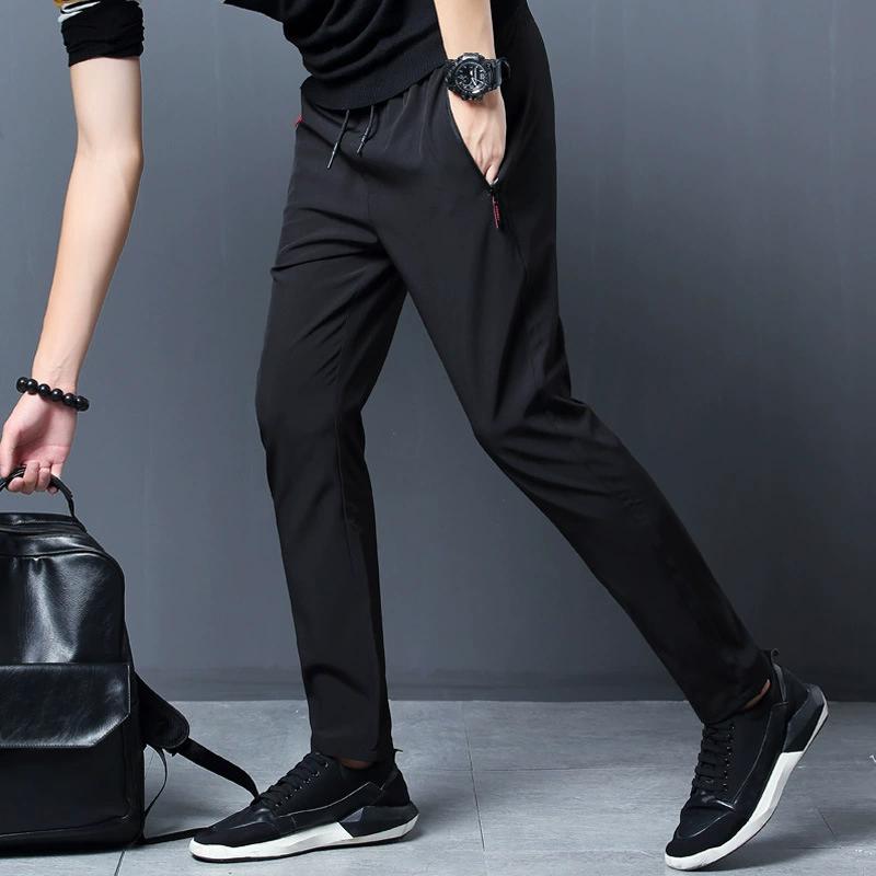 Men's Casual Pants Slim-fit Thin Section Korean Version of The Foot Pants Outdoor Breathable Sweat-absorbent Sports Pants Fashion Foot Pants
