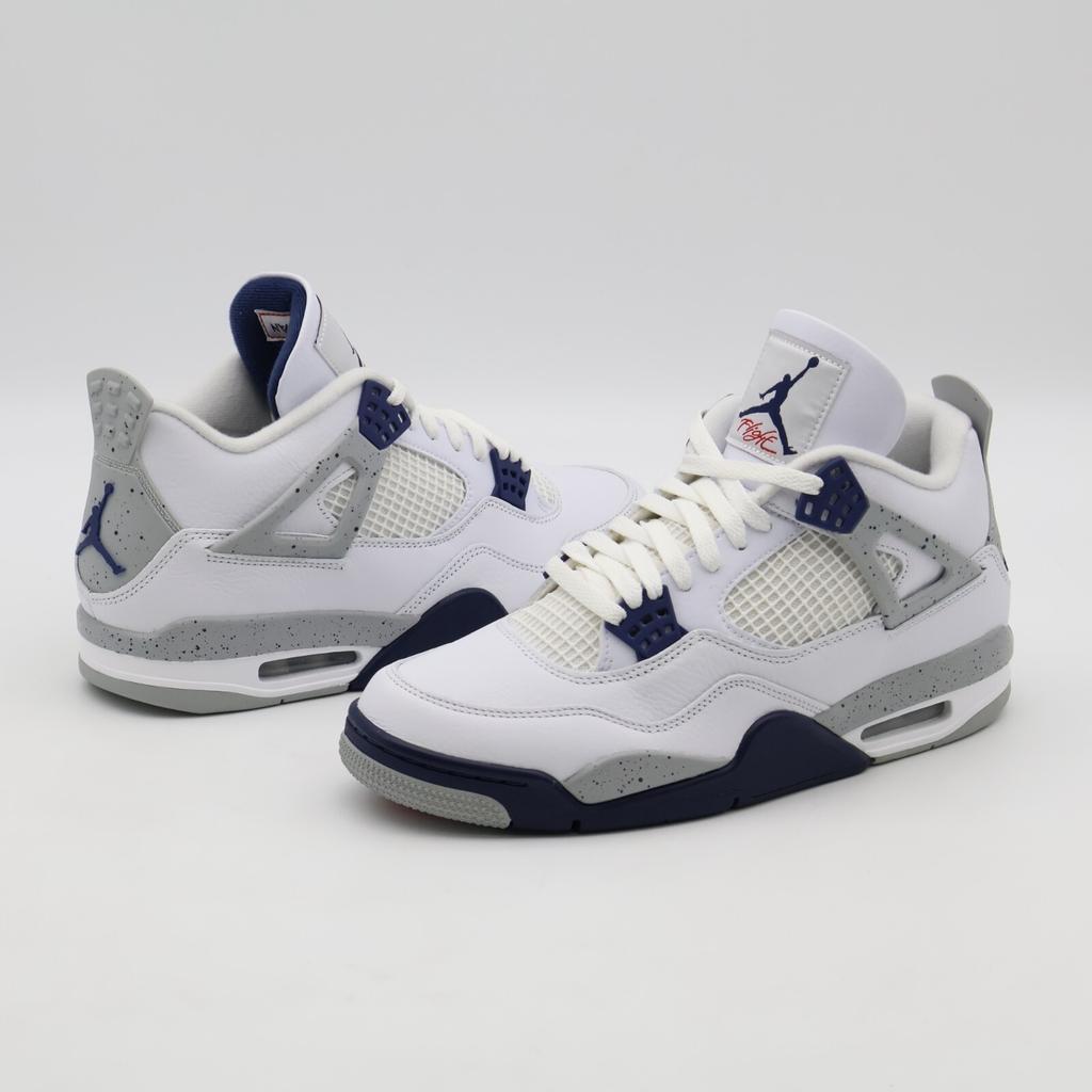 DH6927-140 Nike Air Jordan 4 Midnight Navy Grigio Fumo Chiaro Rosso Fuoco (Uomini)
