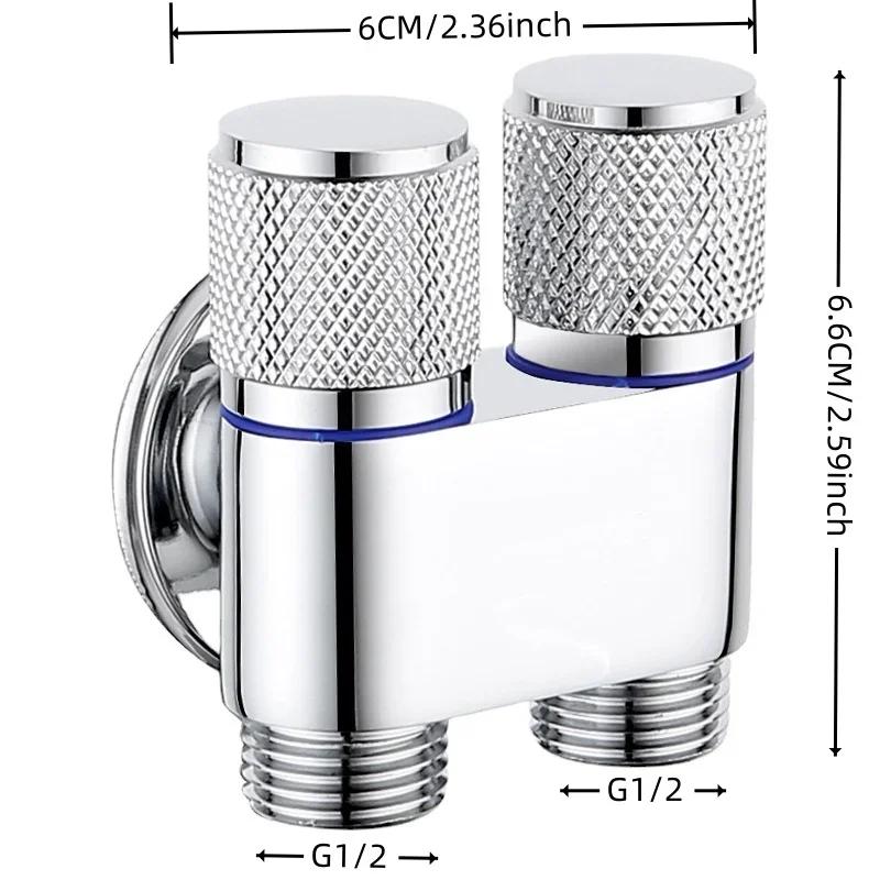 Stainless Steel G1/2 1 In Two Out Double Control Washing Machine Faucet Toilet Triangle Valve Faucet Accessory
