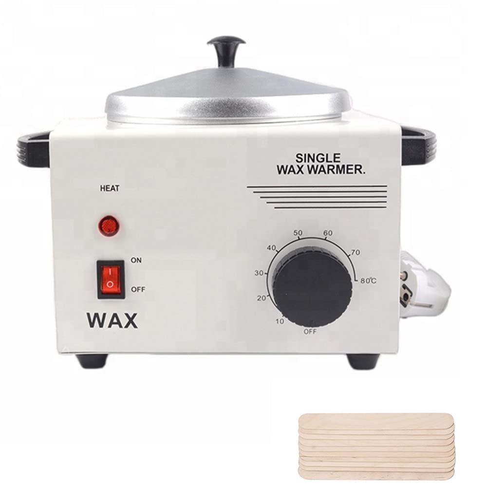 Single Pot Professional Electric Wax Heater Machine Facial Skin SPA Equipment with Adjustable Temperature Set with Wood Craft Sticks(50 Pcs)