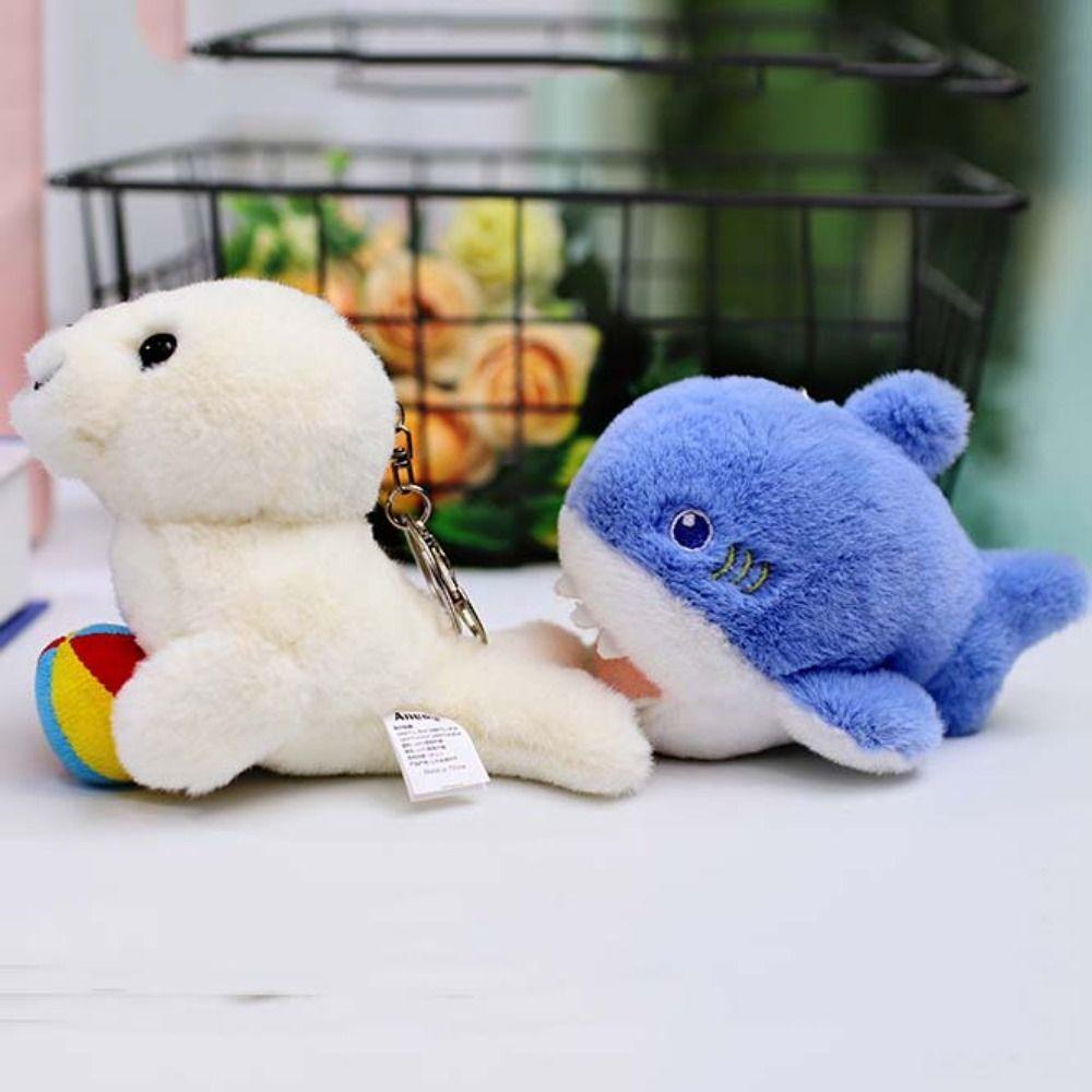 Shark Animal Beluga Plush Keyring Ocean Series Orca Plush Keychain Cute   Toddlers