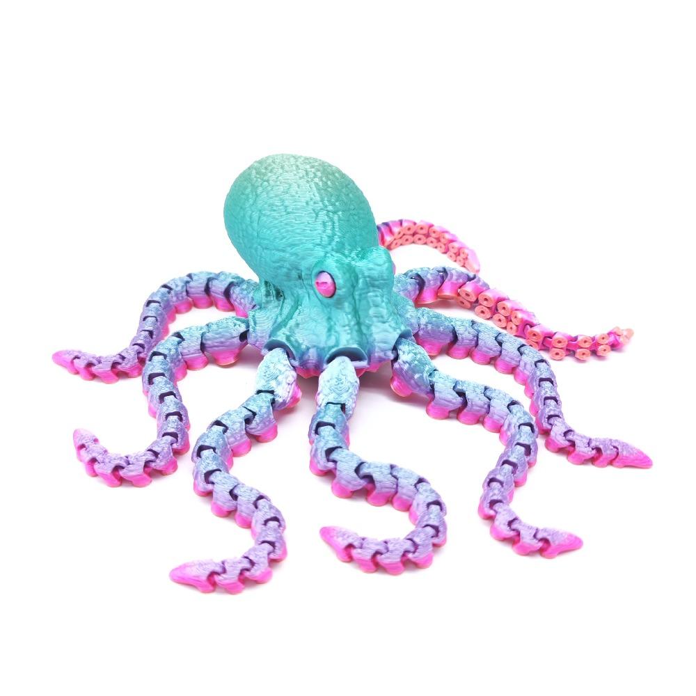 Vibrant Color 3D Printed Octopus Figurine 3D Printed Versatile Design Versatile Decor Figurine Jointed Body