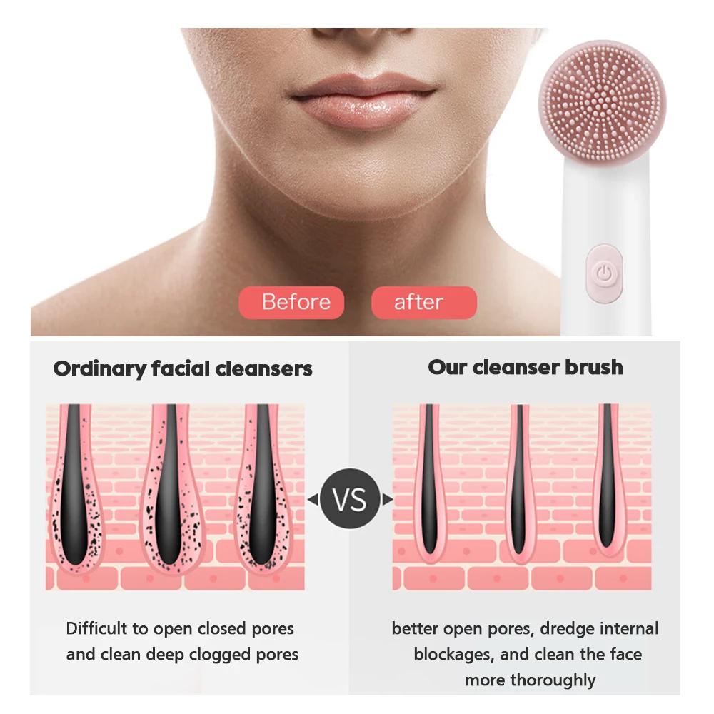 Electric Facial Cleaner Face Cleansing Brush Wash Machine Spa Skin Care Massager Blackhead Facial Silicone Cleanser Tools 2 IN 1
