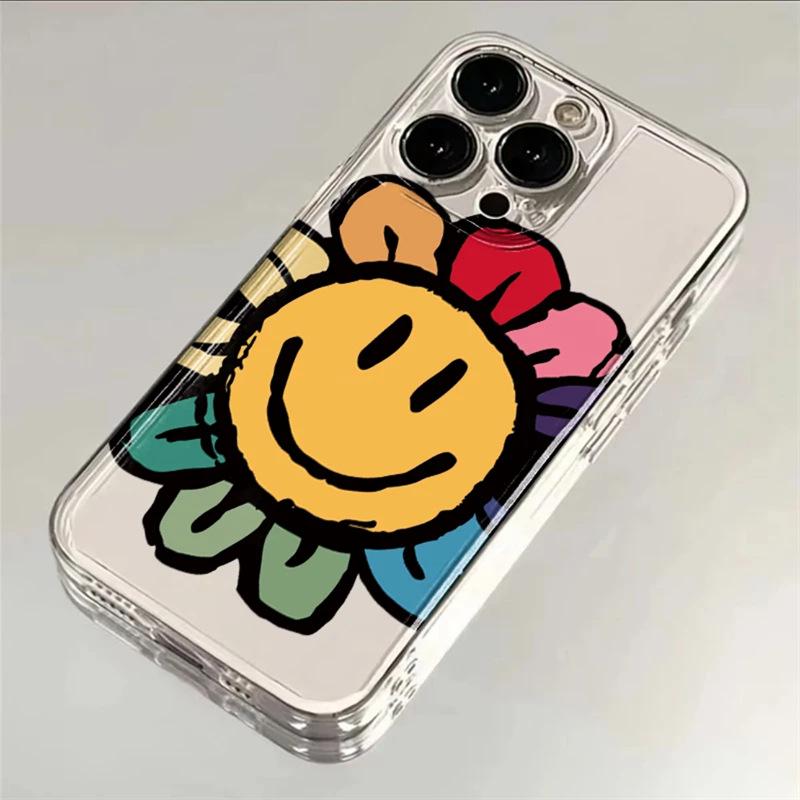 Cream Soft Colorful Sunflower Phone Case for iPhone 6s/7/8/11/12/13/14/15 Pro Max