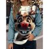 Women's Sweatshirt Casual Polyester Reindeer Street Dailywear Crew Neck Print Long Sleeve Denim Blue Wine Blue Green Fall Winter
