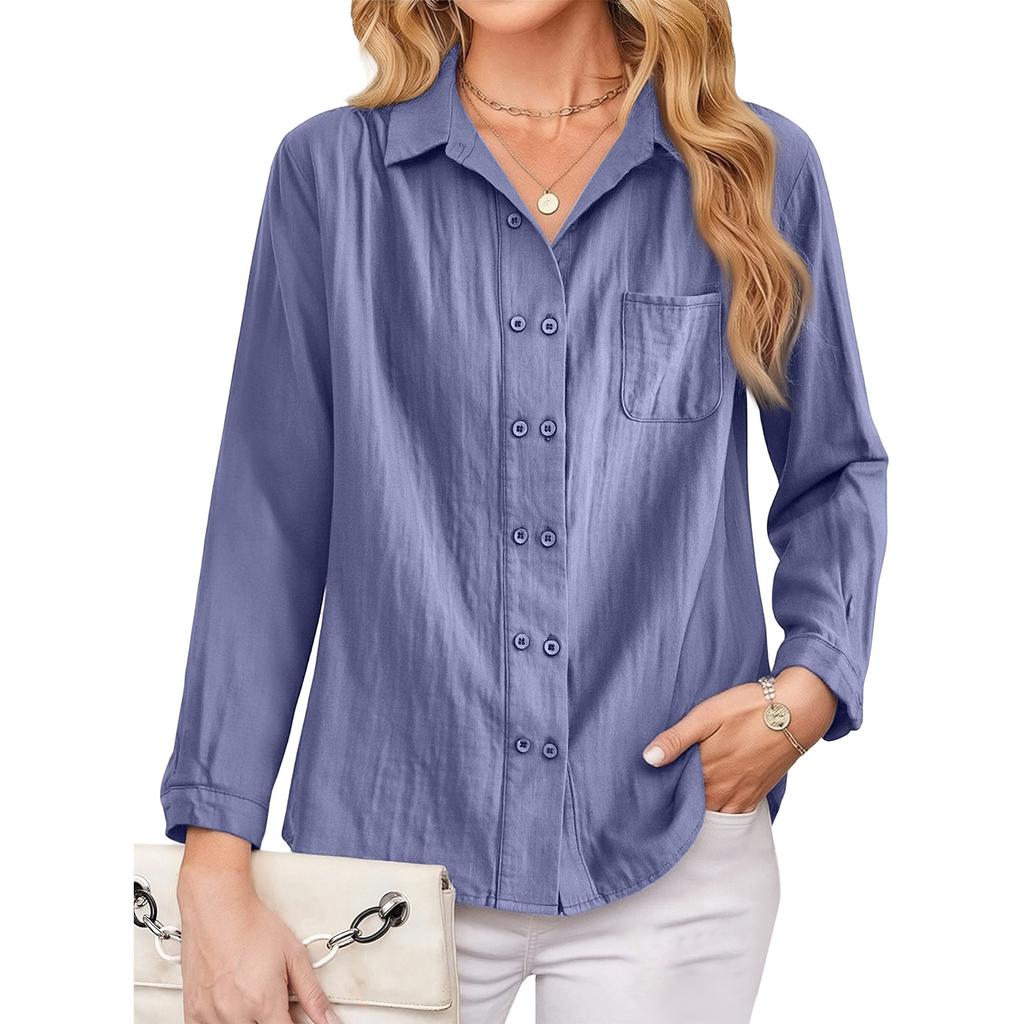 Fashionable Women's Loose-fitting Design Shirt, Literary And Retro Double-breasted Cotton And Linen Long-sleeved Shirt.