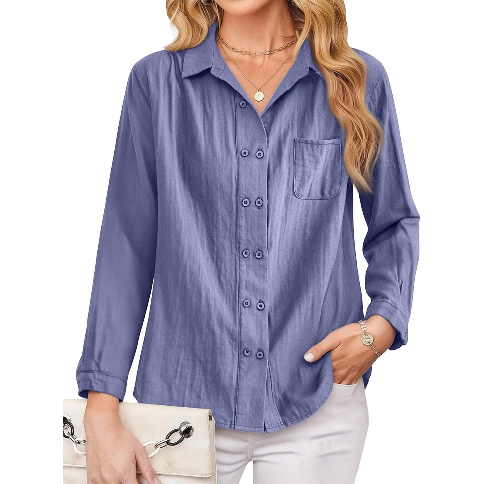 

Fashionable Women s Loose-fitting Design Shirt, Literary And Retro Double-breasted Cotton And Linen Long-sleeved Shirt. XXL фіолетовий