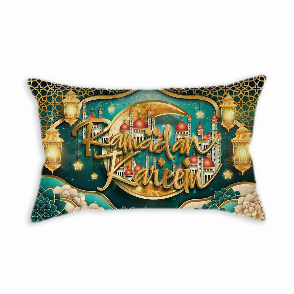 Moslem Home Decoration Eid Mubarak Ramadan Festival Mosuqe Doctrine Calligraphy Art Sofa Pillow Case Linen Cushion Cover