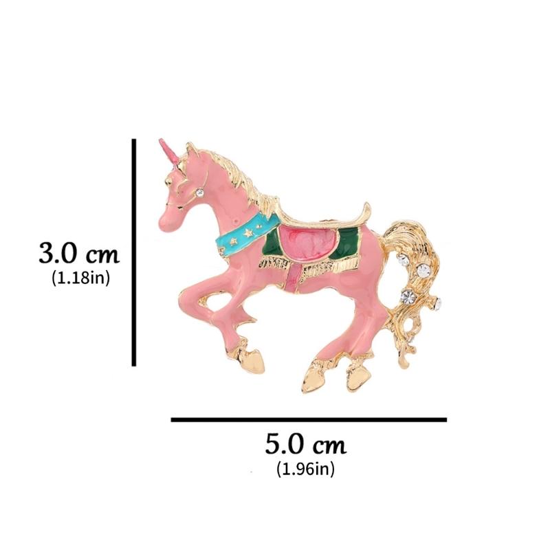 Retro Unicorns Horse Brooch With Enamel Finish Vibranting Color Alloy Secure For Fashion Accessory Multiple Use